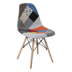 ART Wood Καρέκλα PP, Ύφασμα Patchwork 47x52x84cm (Σετ 4 ΤΕΜ)