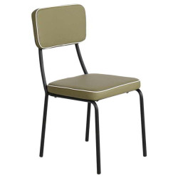 Καρέκλα Μεταλλική MARLEY Μαύρη/Pu Λαδί 43x53x89cm (Σετ 4 ΤΕΜ)