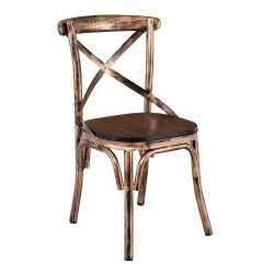 MARLIN Wood Καρέκλα Dark Oak- Μέταλλο Βαφή Black Gold 52x51x86cm