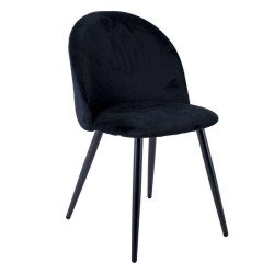 BELLA Καρέκλα Tραπεζαρίας - Κουζίνας, Μέταλλο Βαφή Μαύρο Ύφασμα Velure Μαύρο 50x57x81cm