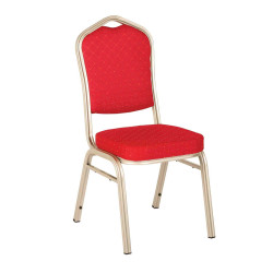 Καρέκλα Μεταλλική HILTON Light Gold/Ύφασμα Κόκκινο 44x55x93cm