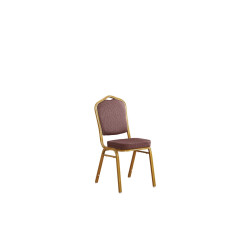 Καρέκλα HILTON Μεταλλική Gold/Ύφασμα Καφέ 44x55x93cm