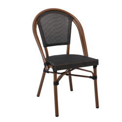 Καρέκλα Dining Costa Αλουμινίου Καρυδί / Textilene Μαύρο . Διάσταση: 50x55x85cm